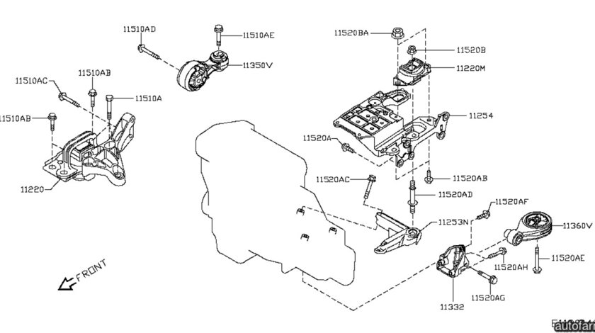 Bieleta antibalans Nissan Qashqai (suport motor poz.11350V) NISSAN OE 11360JD00A