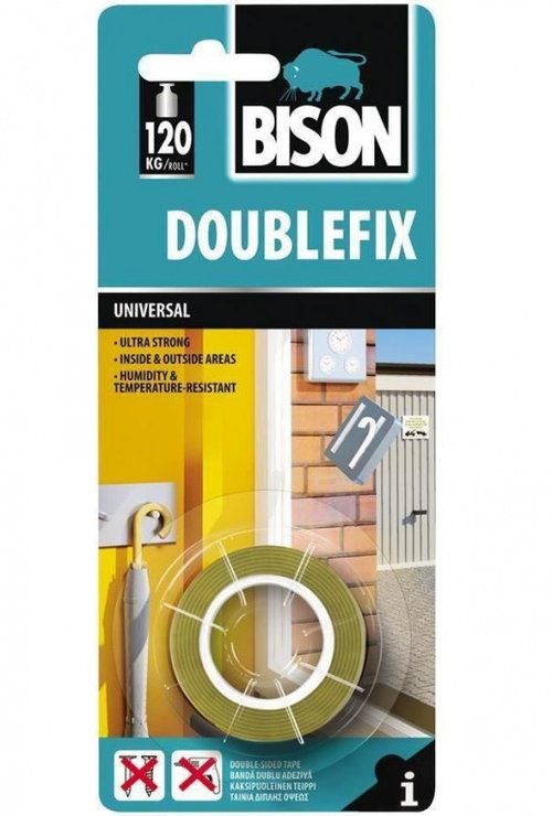 Bison Double Fix Banda Dubla Adeziva Universala Alba 1,5MX19MM 400054