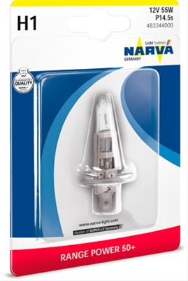 Blister 1 Bec 12v H1 Range Power 50 (+50% Luminozitate, Viata Dubla) Narva 483344000