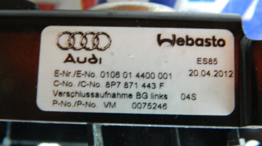 Blocator pe partea stanga la sistemul de decapotare VW Golf 6 Cabrio cod: 8P7871443F model 2014