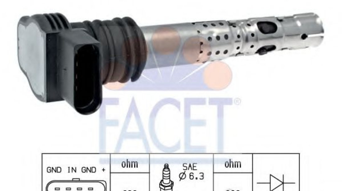 Bobina de inductie AUDI A4 Cabriolet (8H7, B6, 8HE, B7) (2002 - 2009) FACET 9.6329 piesa NOUA