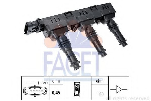 Bobina de inductie OPEL AGILA (A) (H00) (2000 - 2007) FACET 9.6298 piesa NOUA