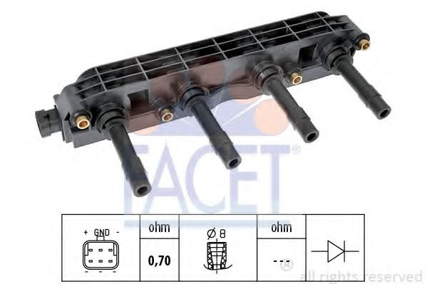 Bobina de inductie OPEL ASTRA G Cabriolet (F67) (2001 - 2005) FACET 9.6299 piesa NOUA
