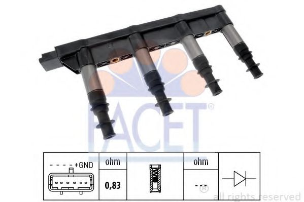 Bobina de inductie PEUGEOT 206 SW (2E/K) (2002 - 2016) FACET 9.6383 piesa NOUA