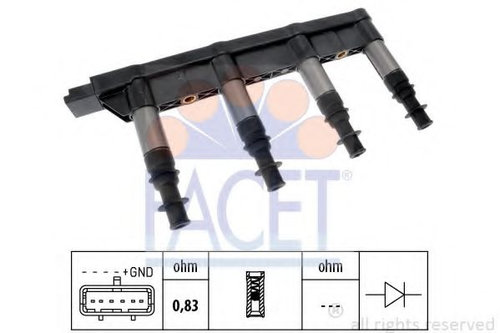 Bobina de inductie PEUGEOT 207 (WA, WC) (2006 - 2016) FACET 9.6383 piesa NOUA