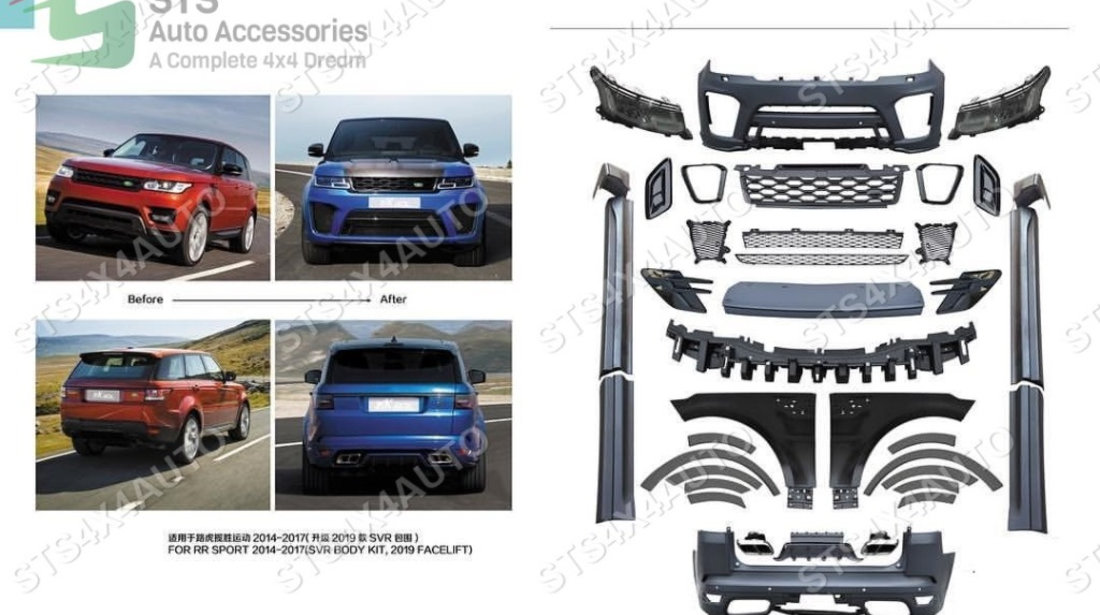 BODY KIT COMPLET CU FARURI RANGE ROVER SPORT L494 2013-2017 [2019 SVR LOOK]