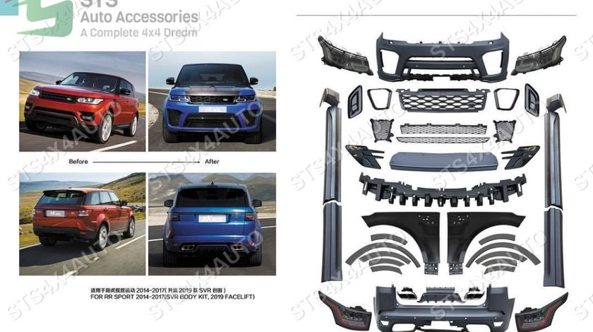 BODY KIT COMPLET CU FARURI SI STOPURI RANGE ROVER SPORT L494 2013-2017 [2019 SVR LOOK]