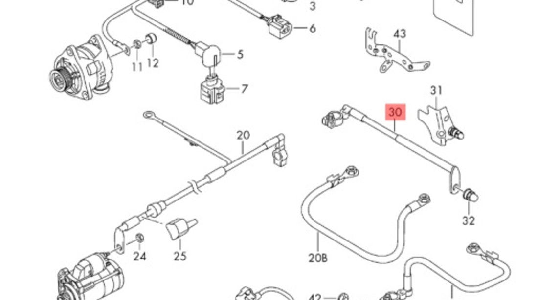 Borna baterie minus Volkswagen Golf 5 (1K5) Combi 2009 OEM 1T0971235A