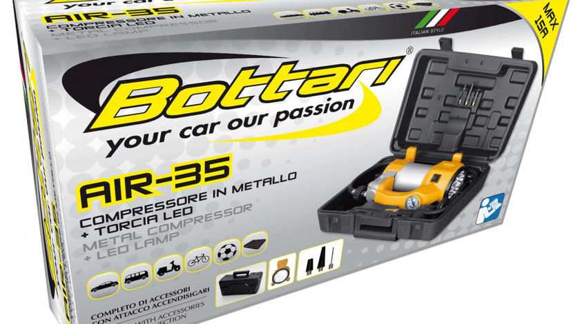 Bottari Compresor Auto Metalic Cu Lampa 7 Led Si Manometru 12V 24063