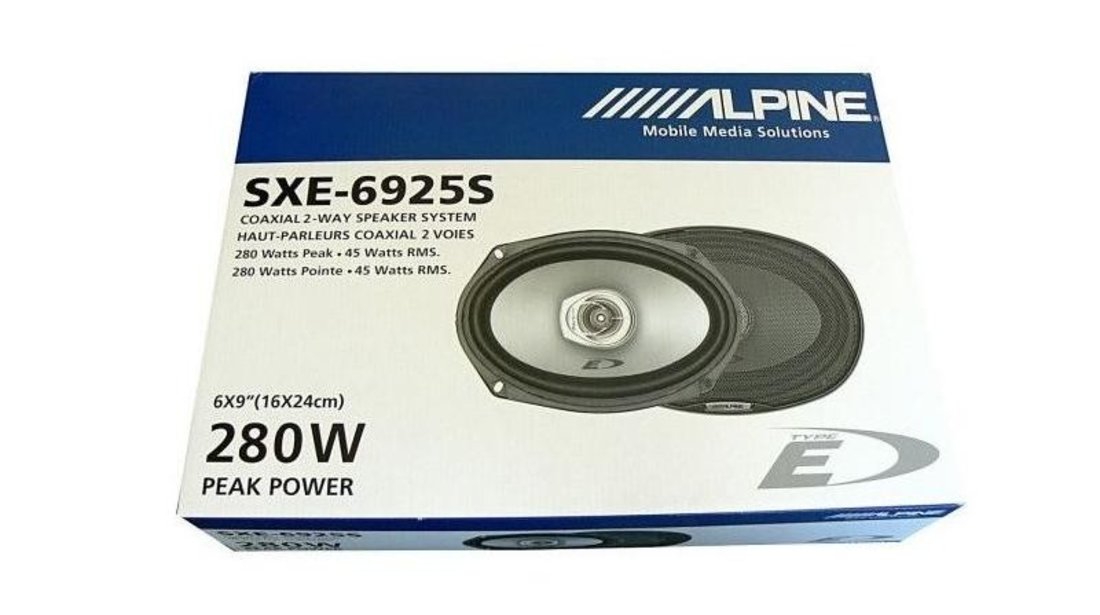 Boxe Auto Coaxiale Alpine SXE-6925S 45W RMS 15x23 Cm 2 Cai Set 2 Difuzoare Ovale