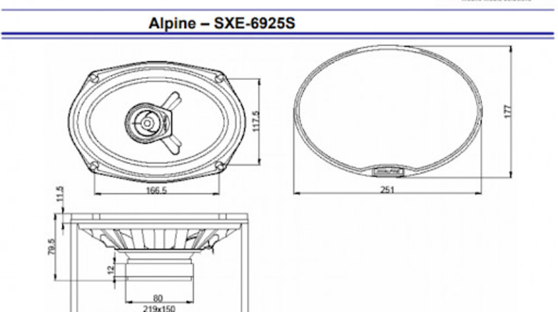 Boxe Auto Coaxiale Alpine SXE-6925S 45W RMS 15x23 Cm 2 Cai Set 2 Difuzoare Ovale