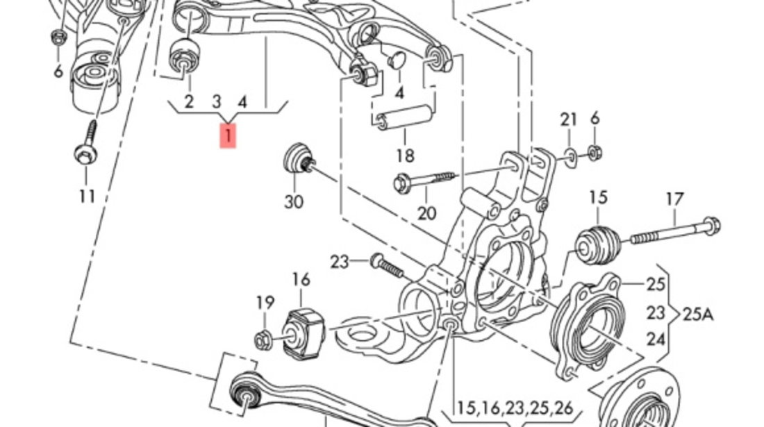 Brat bascula fuzeta dreapta spate Audi A4 B8 (8K) Avant 2011 2.0 TDI OEM 8K0505312J