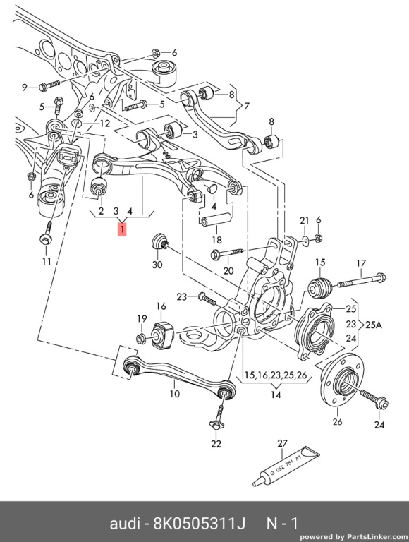 Brat bascula fuzeta spate Audi A4 B8 2.7 TDI CGK OEM 8K0505311J