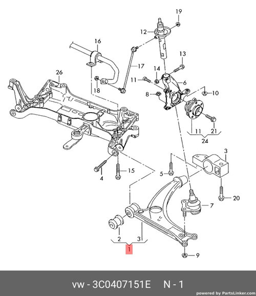Brat bascula stanga punte fata Audi A3 (8P) Hatchback 2005 2.0 TDI OEM 1K0407153G