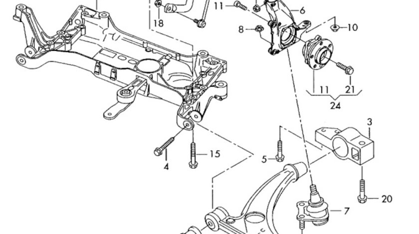 Brat bascula stanga punte fata Audi A3 (8P) Hatchback 2005 2.0 TDI OEM 1K0407153G