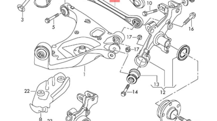 Brat inferior fuzeta spate 8E0501529K Audi A4 B6 Break 1.9 TDI 2002 AWX OEM 8E0501529K