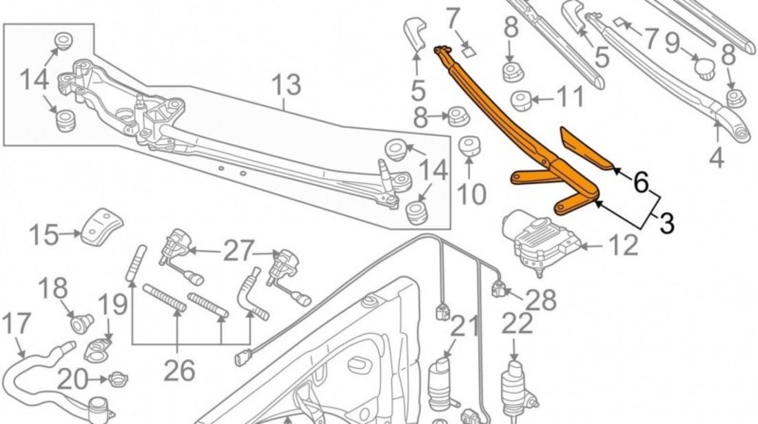 Brat Stergator Parbriz Dreapta Oe Volkswagen Touareg 1 2002-2010 7L0955408E