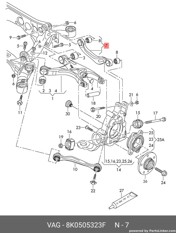 Brat suspensie fuzeta spate Audi A4 B8 2.0 TDI CAG Sedan 2009 OEM 8K0505323F