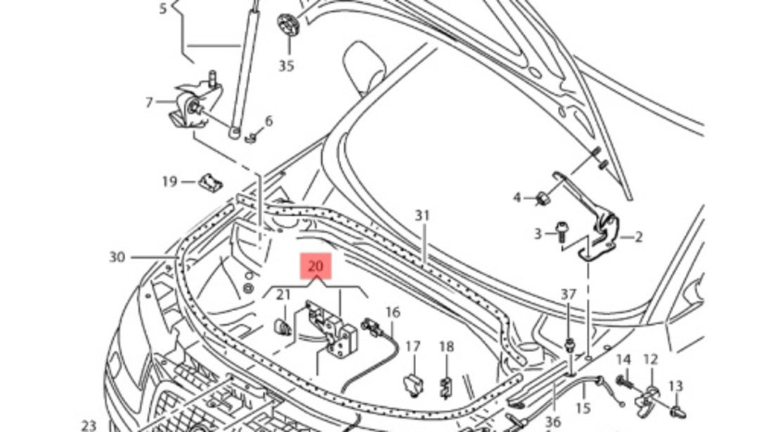 Broasca capota Audi A3 (8P) Coupe 2004 2.0 TDI OEM 8P0823509D