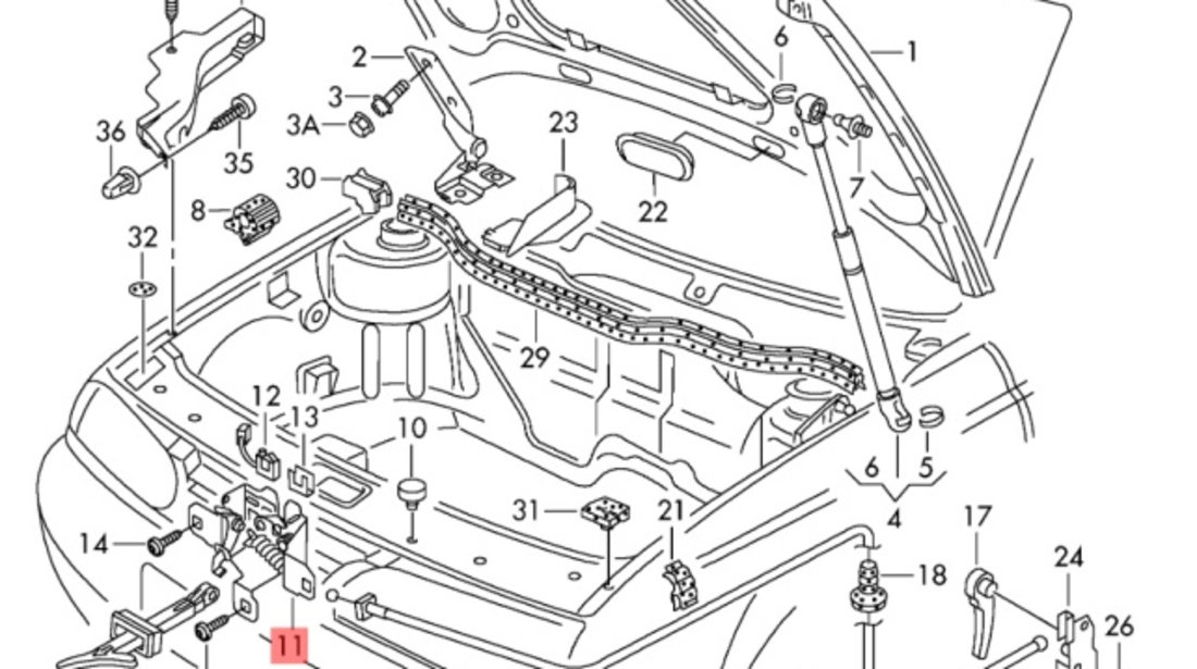 Broasca capota fata Volkswagen Golf 4 (1J1) 1J0823509C OEM 1J0823509C