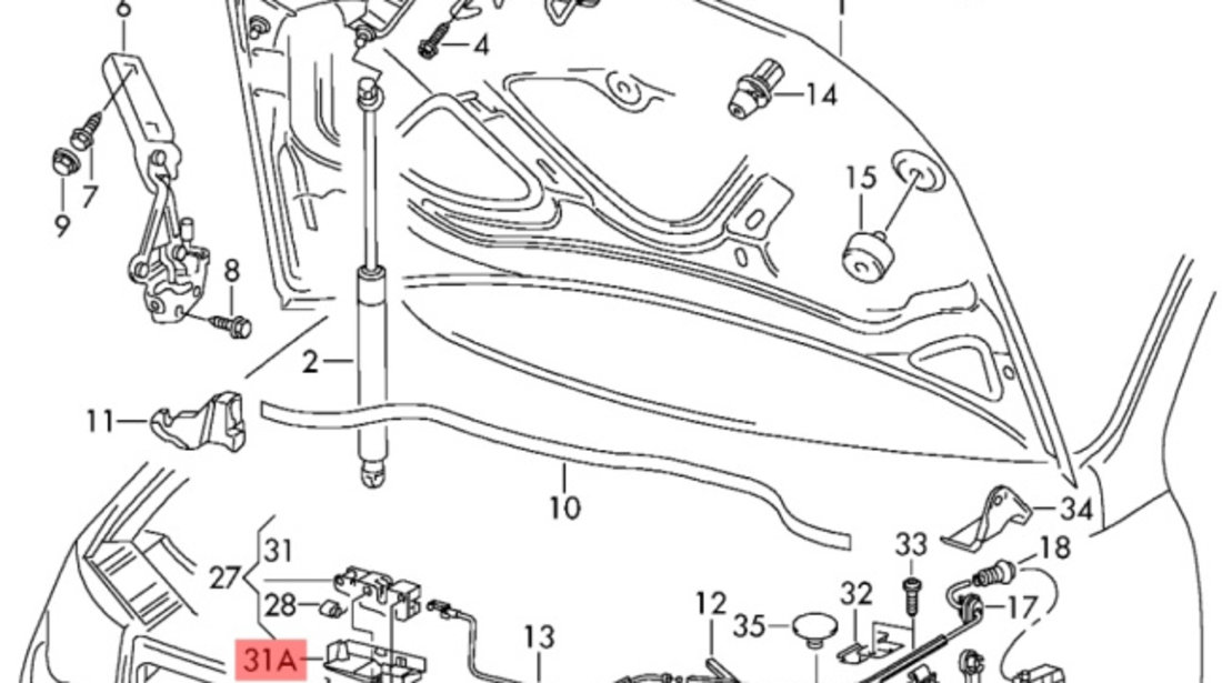 Broasca capota motor ​Volkswagen Passat B7 (365) Variant 2012 2.0 TDI OEM 3C1823187