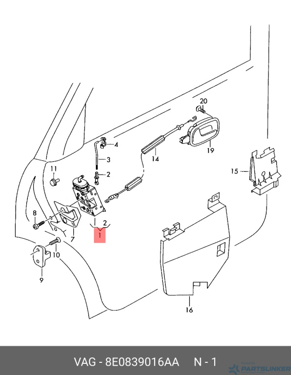 Broasca usa dreapta spate Audi A4 B7 (8E) Berlina 2008 1.9 TDI OEM 8E0839016AA