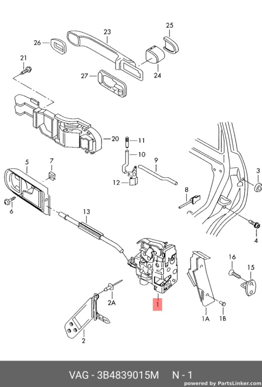 Broasca usa stanga spate VW Golf 4 2001 2002 hatchback Ocean OEM 3B4839015M