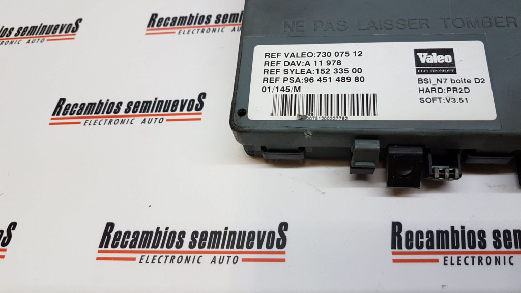 BSI Panou sigurante VALEO CITROEN XSARA 96 451 489 80 / 9645148980 / 73007512 / 15233500 / HW PR2D / HWPR2D / SW V3 51 / SWV35196 451 489 80 / 9645148980 / 73007512 / 15233500 / HW PR2D / HWPR2D / SW V3 51 / SWV351