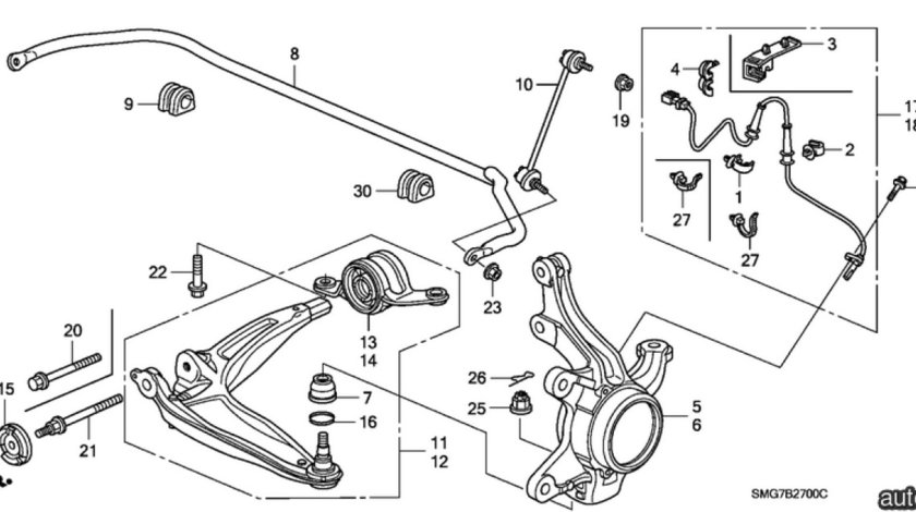 Bucsa brat inferior fata Honda Civic VIII (poz.15) JAPANPARTS 51398SMGE01