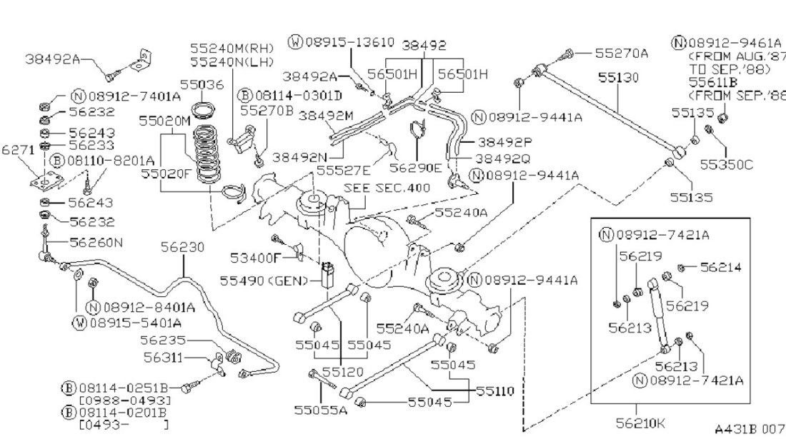 Bucsa brat Panhard spate Nissan Patrol Y 60 (poz.55135) JAPANPARTS 5513501j00