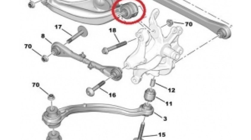 Bucsa brat superior punte spate Peugeot 407 PEUGEOT OE 9639880480