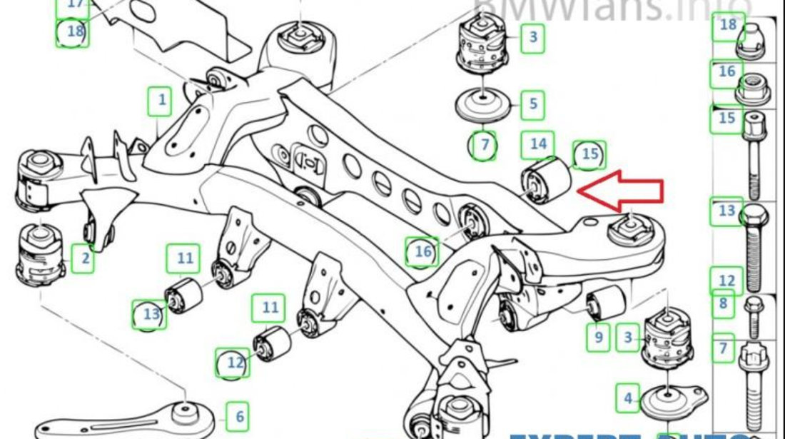 Bucsa cadru spate BMW Seria 3 (2005->) [E90] 1 093 565