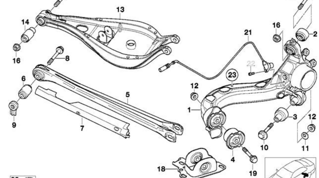 Bucsa inferioara porfuzeta spate spre fata BMW seria 3 E46 (poz.4) MOOG 33326770786