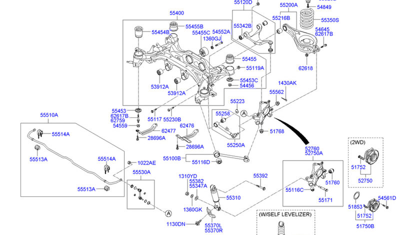 Bucsa jug diferential spate spre fata Hyundai Santa Fe II (poz.55454B) MALN 55418-2B000