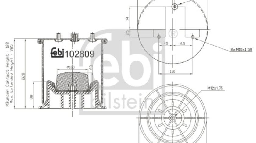 Burduf, suspensie pneumatica Axa spate dreapta (102809 FEBI BILSTEIN) IVECO