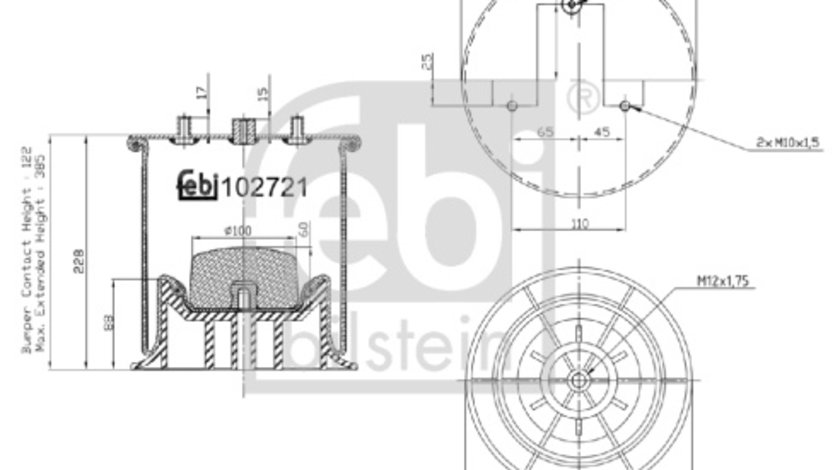 Burduf, suspensie pneumatica Axa spate stanga (102721 FEBI BILSTEIN) IVECO