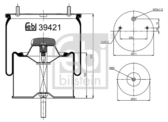 Burduf, Suspensie Pneumatica Febi Bilstein Krone 39421