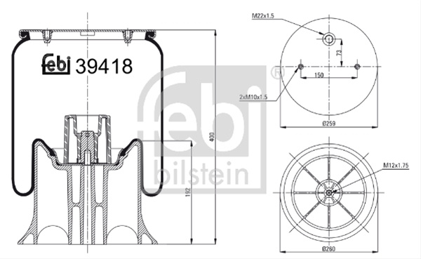 Burduf, Suspensie Pneumatica Febi Bilstein Krone 39418