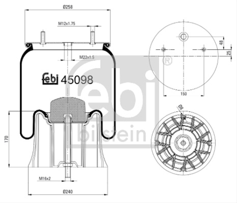 Burduf, Suspensie Pneumatica Febi Bilstein Krone 45098