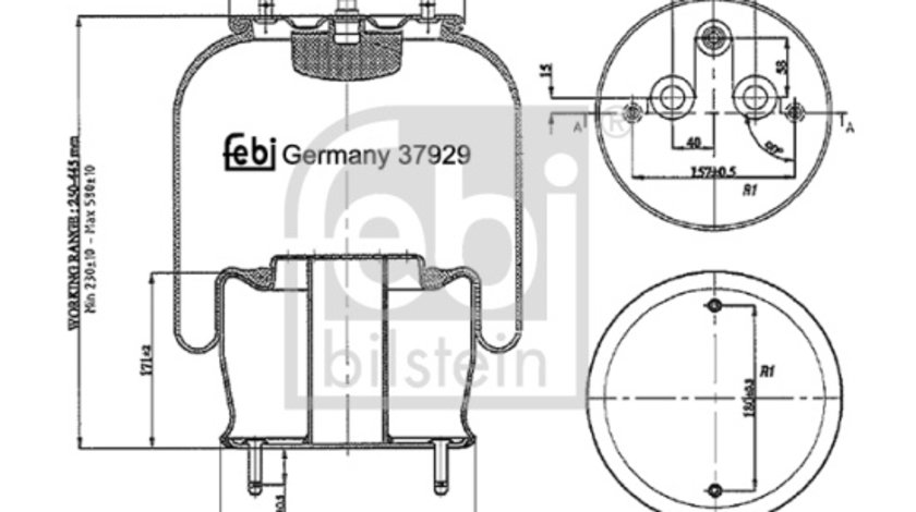 Burduf, suspensie pneumatica punte fata (37929 FEBI BILSTEIN) SCANIA