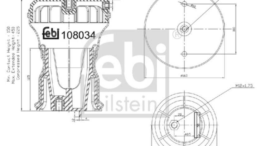 Burduf, suspensie pneumatica puntea spate (108034 FEBI BILSTEIN) IVECO