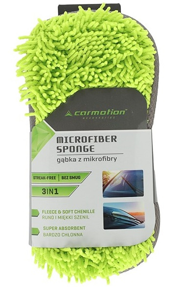 Burete Microfibra Spalat Auto 3 In 1 Carmotion 23x12x6cm Verde / Gri 83110