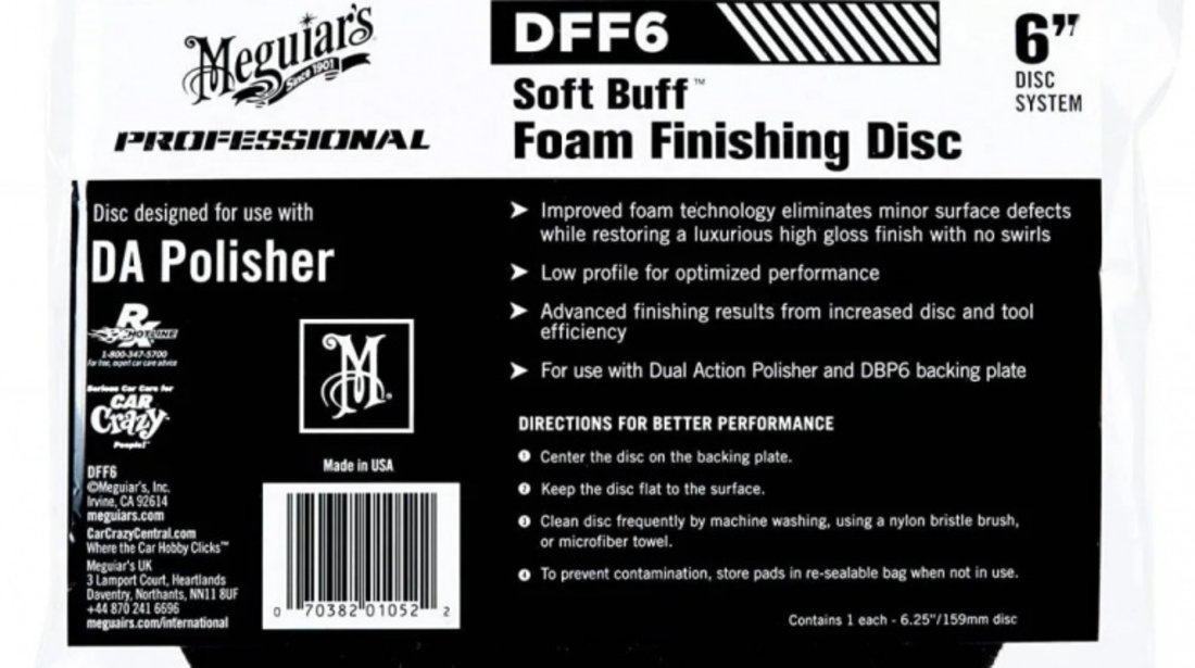 Burete Polish Finish Meguiar's Soft Buff DA Foam Finishing Disc 6&quot; DFF6 DFF6MG