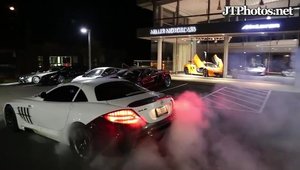 Burnout de senzatie cu un Mercedes SLR McLaren modificat