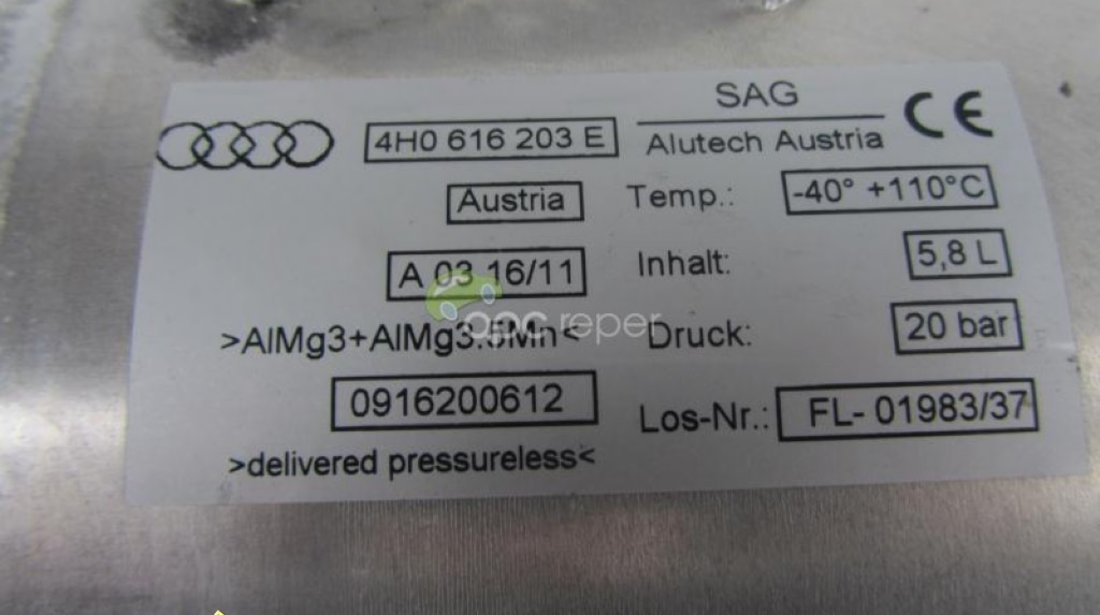 Butelie Perne Aer Acumulator Presiune Audi A8 4H 4H0616203E