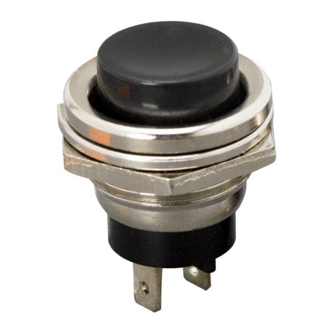 Buton 1 circuit 2A-250V ON-(OFF), negru 09066FK