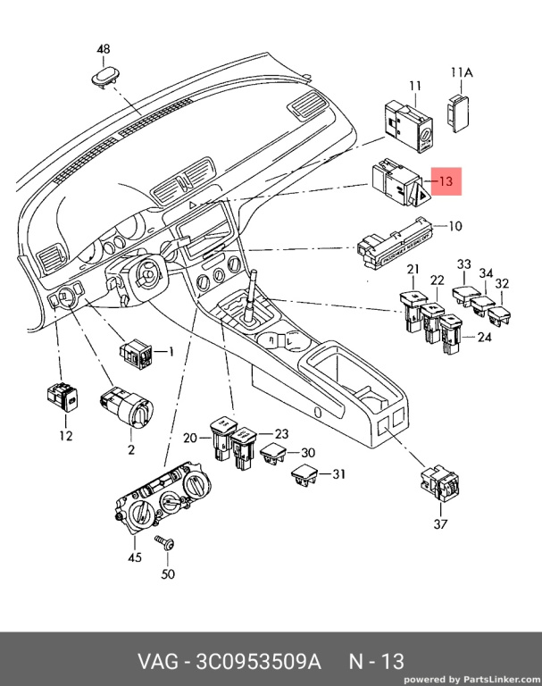 Buton avarii 3C0953509A Vw Passat b6 TDI 2007 BMP OEM 3C0953509A