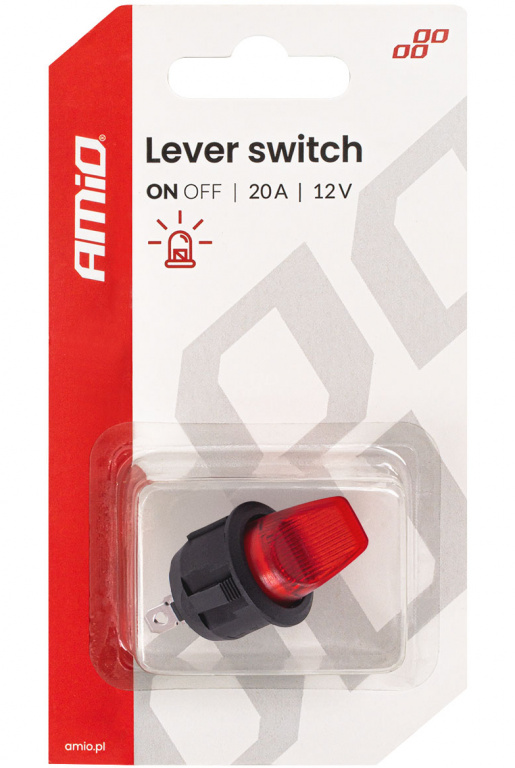 Buton Basculat Cu Iluminare Rosie Amio 20A 12V 04438