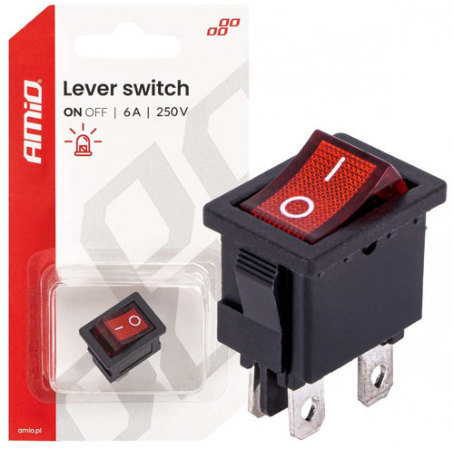 Buton Basculat Cu Iluminare Rosie On / Off Amio 6A 250V 04439