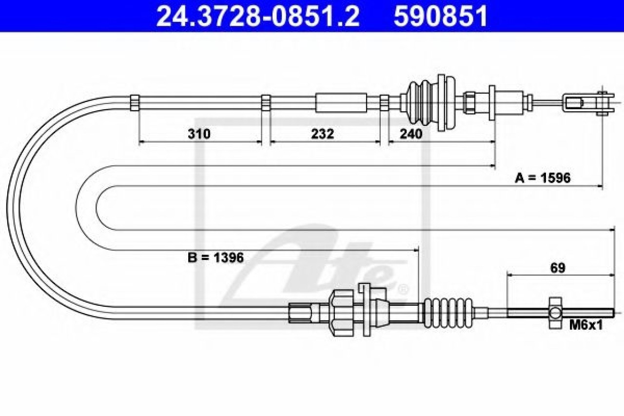 Cablu ambreiaj CITROEN C1 (PM, PN) (2005 - 2016) ATE 24.3728-0851.2 piesa NOUA
